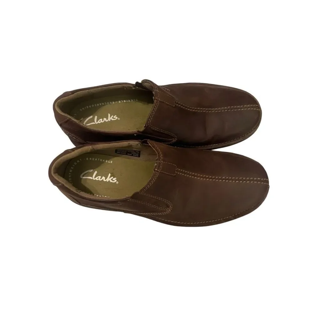 Clarks Mens Chocolate Brown Senner Falls Slip On Loafers Casual Shoes Size 10